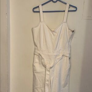 White Sleeveless Jumpsuit with Belt
